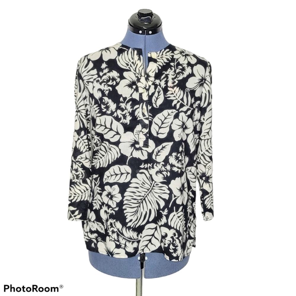 Lauren Ralph Lauren cotton Henley semi sheer top